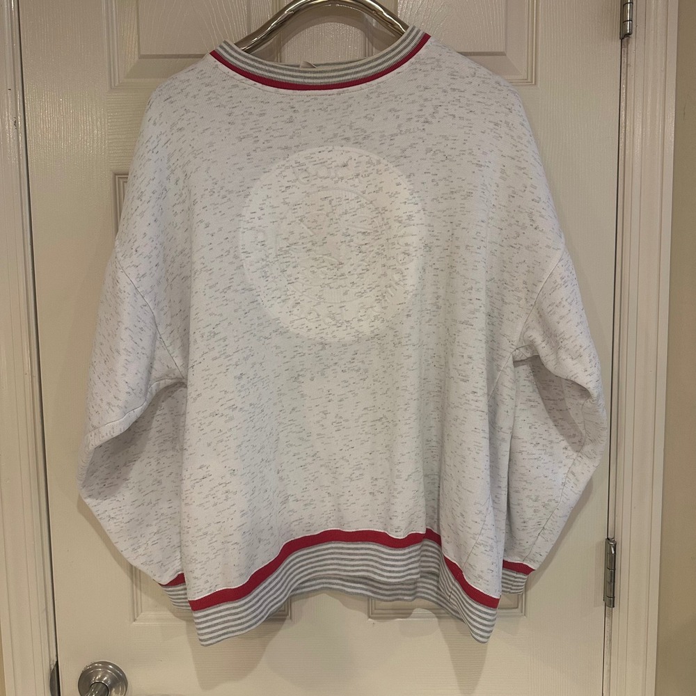 Vintage Dunbrooke Sweatshirt Gray Red Striped Trim Embossed Graphic XL